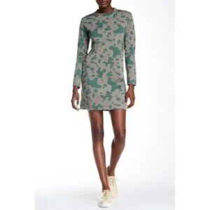 MARC JACOBS Oil Drop Wool Sweatshirt Dress Granite Multi Size XS